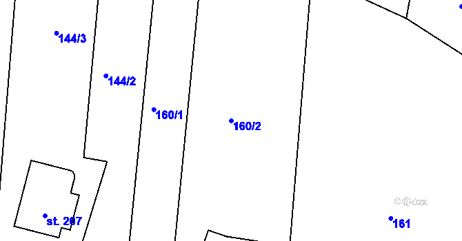 Parcela st. 160/2 v KÚ Přední Ptákovice, Katastrální mapa