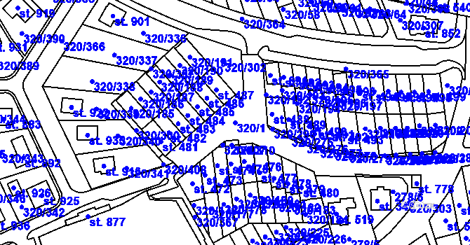 Parcela st. 320/1 v KÚ Přední Ptákovice, Katastrální mapa