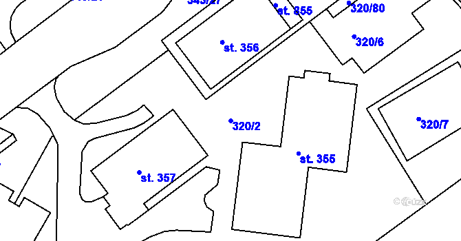 Parcela st. 320/2 v KÚ Přední Ptákovice, Katastrální mapa