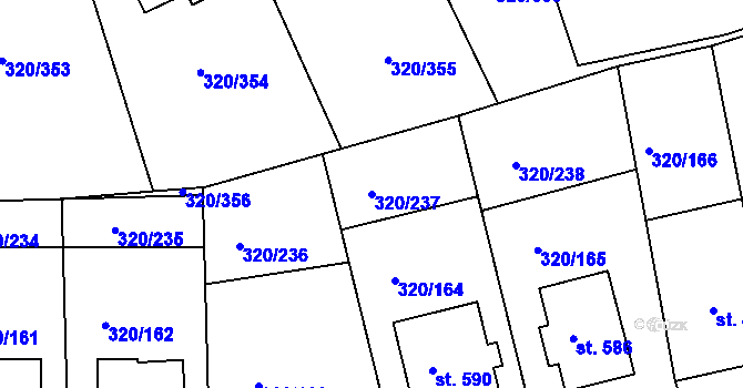 Parcela st. 320/237 v KÚ Přední Ptákovice, Katastrální mapa