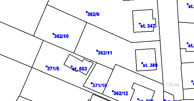 Parcela st. 362/11 v KÚ Přední Ptákovice, Katastrální mapa