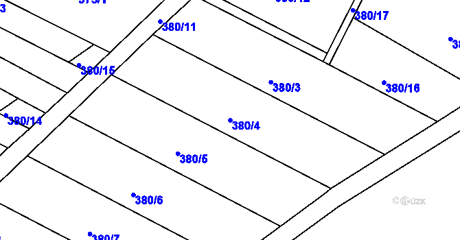 Parcela st. 380/4 v KÚ Přední Ptákovice, Katastrální mapa