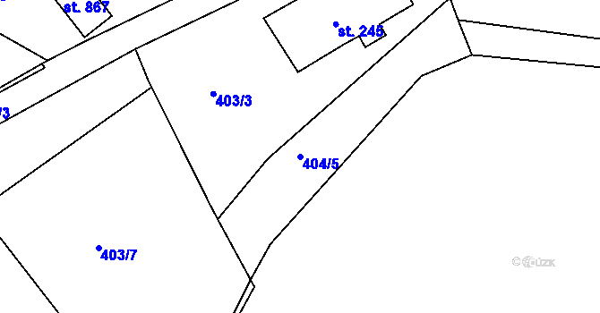 Parcela st. 404/5 v KÚ Přední Ptákovice, Katastrální mapa