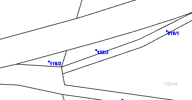 Parcela st. 122/2 v KÚ Přední Ptákovice, Katastrální mapa
