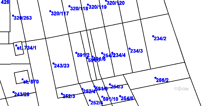 Parcela st. 254/2 v KÚ Přední Ptákovice, Katastrální mapa