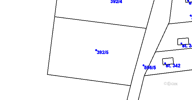 Parcela st. 392/5 v KÚ Přední Ptákovice, Katastrální mapa