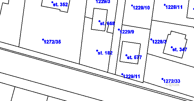 Parcela st. 182 v KÚ Dražejov u Strakonic, Katastrální mapa
