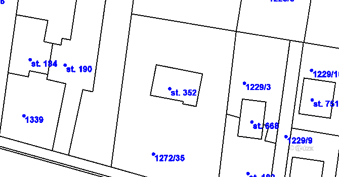 Parcela st. 352 v KÚ Dražejov u Strakonic, Katastrální mapa