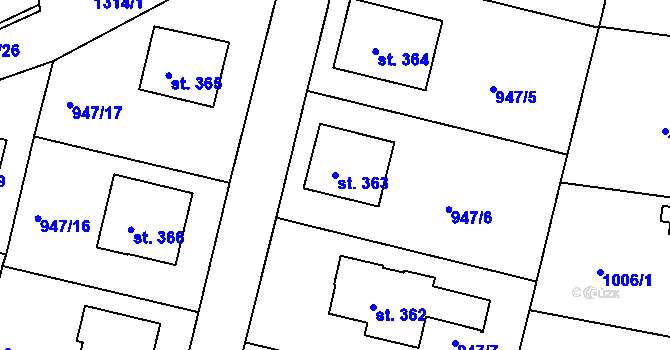 Parcela st. 363 v KÚ Dražejov u Strakonic, Katastrální mapa