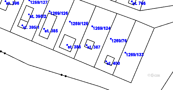 Parcela st. 387 v KÚ Dražejov u Strakonic, Katastrální mapa