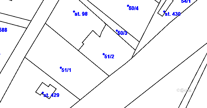 Parcela st. 51/2 v KÚ Dražejov u Strakonic, Katastrální mapa