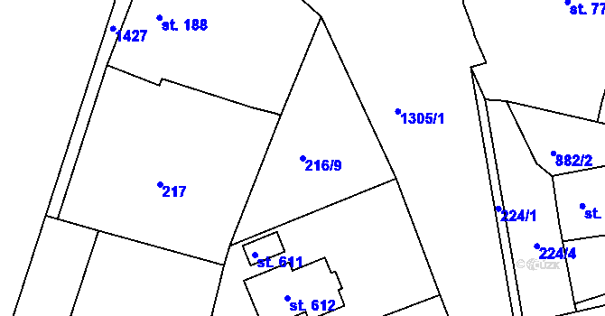 Parcela st. 216/9 v KÚ Dražejov u Strakonic, Katastrální mapa
