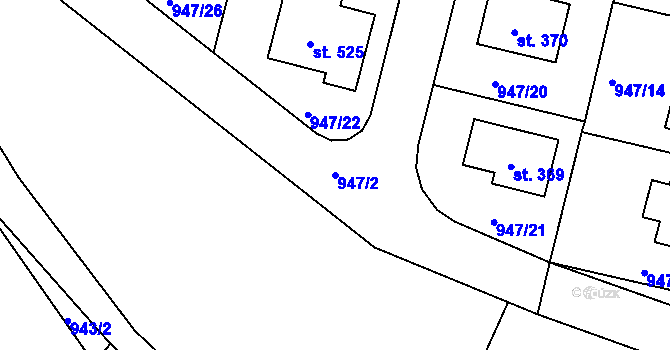 Parcela st. 947/2 v KÚ Dražejov u Strakonic, Katastrální mapa