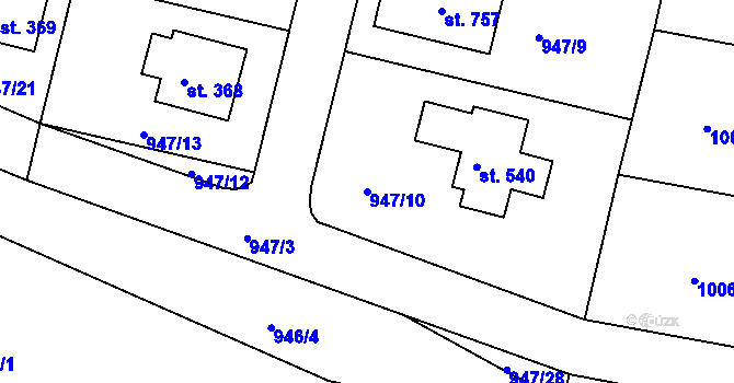 Parcela st. 947/10 v KÚ Dražejov u Strakonic, Katastrální mapa