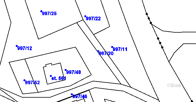 Parcela st. 997/20 v KÚ Dražejov u Strakonic, Katastrální mapa