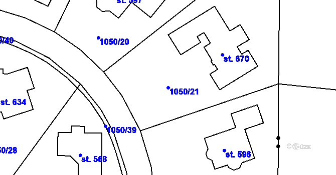 Parcela st. 1050/21 v KÚ Dražejov u Strakonic, Katastrální mapa