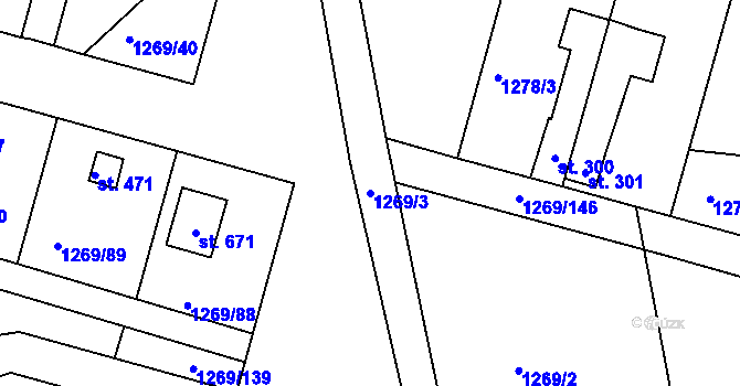 Parcela st. 1269/3 v KÚ Dražejov u Strakonic, Katastrální mapa