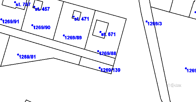 Parcela st. 1269/88 v KÚ Dražejov u Strakonic, Katastrální mapa