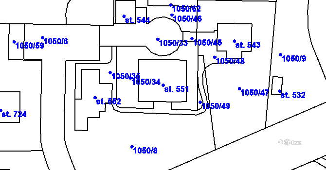 Parcela st. 551 v KÚ Dražejov u Strakonic, Katastrální mapa