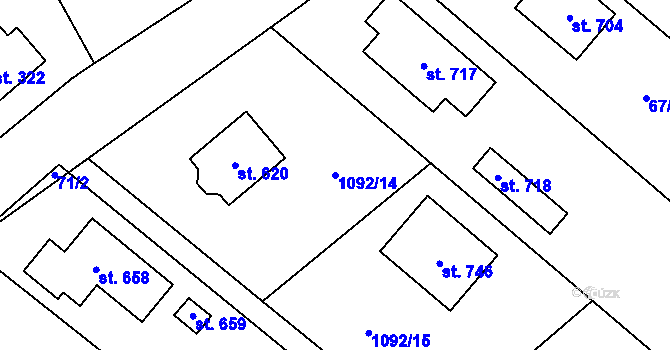 Parcela st. 1092/14 v KÚ Dražejov u Strakonic, Katastrální mapa