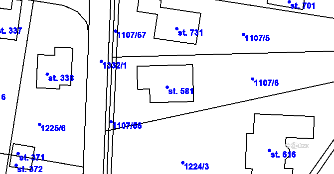 Parcela st. 581 v KÚ Dražejov u Strakonic, Katastrální mapa