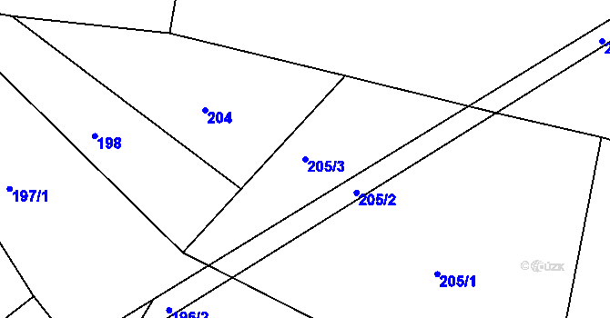 Parcela st. 205/3 v KÚ Dražejov u Strakonic, Katastrální mapa