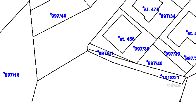 Parcela st. 997/51 v KÚ Dražejov u Strakonic, Katastrální mapa