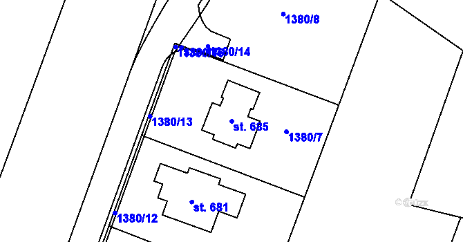 Parcela st. 685 v KÚ Dražejov u Strakonic, Katastrální mapa