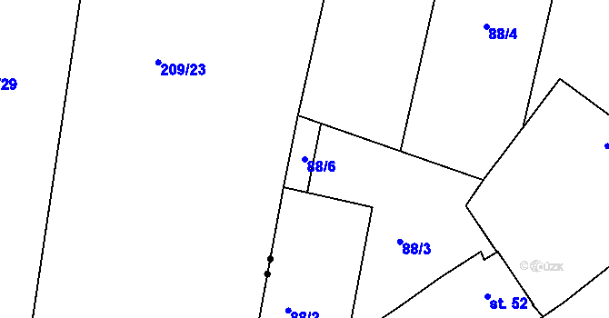 Parcela st. 88/6 v KÚ Dražejov u Strakonic, Katastrální mapa