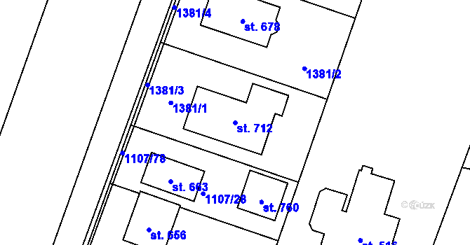 Parcela st. 712 v KÚ Dražejov u Strakonic, Katastrální mapa