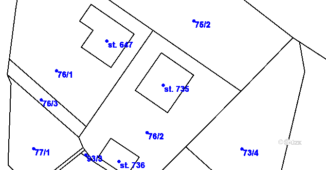 Parcela st. 735 v KÚ Dražejov u Strakonic, Katastrální mapa