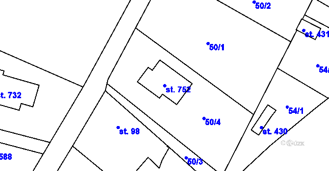 Parcela st. 752 v KÚ Dražejov u Strakonic, Katastrální mapa