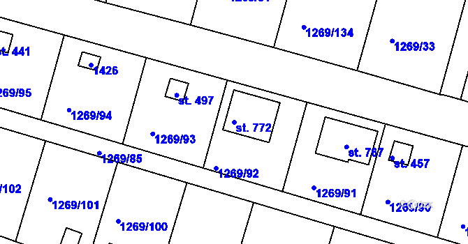 Parcela st. 772 v KÚ Dražejov u Strakonic, Katastrální mapa