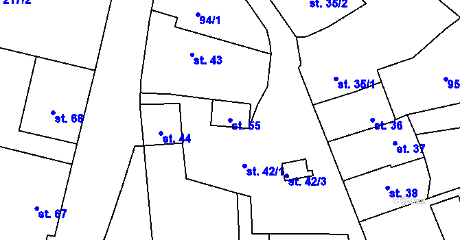 Parcela st. 55 v KÚ Střela, Katastrální mapa