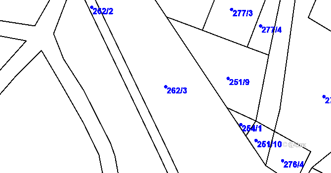 Parcela st. 262/3 v KÚ Střela, Katastrální mapa