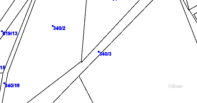 Parcela st. 340/3 v KÚ Střela, Katastrální mapa