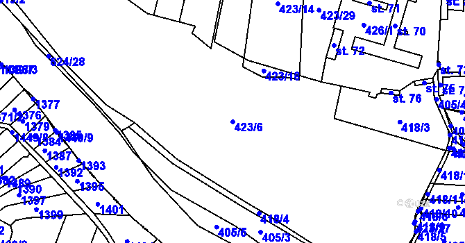 Parcela st. 423/6 v KÚ Střela, Katastrální mapa