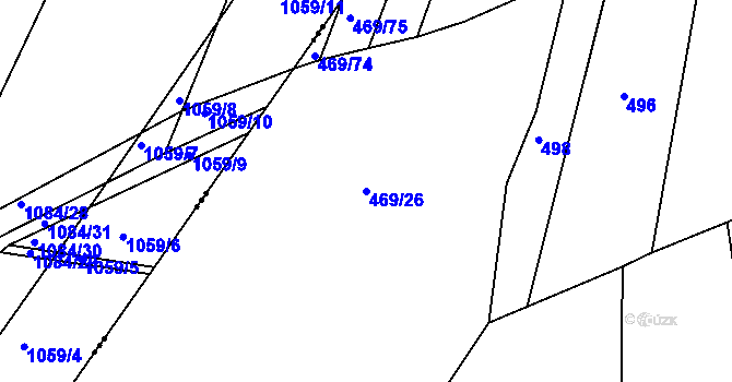 Parcela st. 469/26 v KÚ Střela, Katastrální mapa