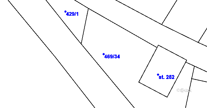 Parcela st. 469/34 v KÚ Střela, Katastrální mapa