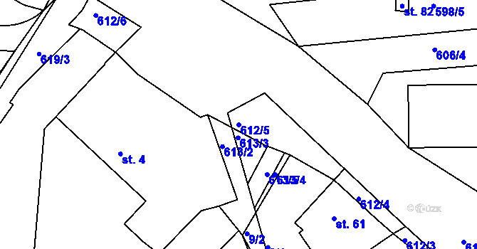 Parcela st. 612/5 v KÚ Střela, Katastrální mapa
