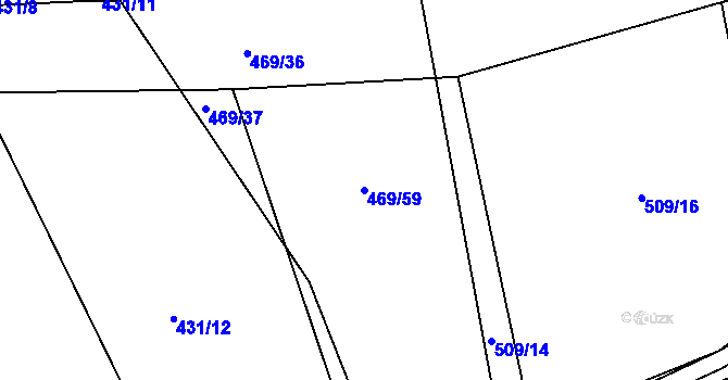 Parcela st. 469/59 v KÚ Střela, Katastrální mapa