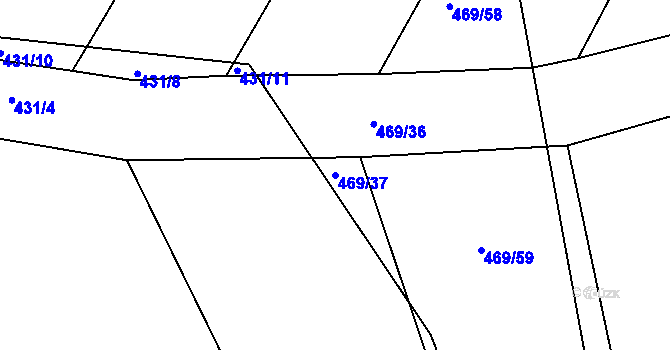 Parcela st. 469/37 v KÚ Střela, Katastrální mapa