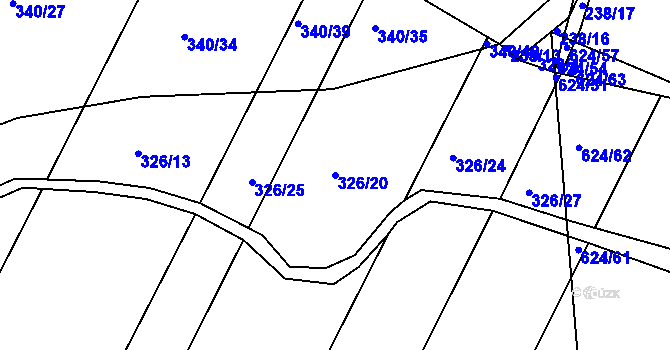 Parcela st. 326/20 v KÚ Střela, Katastrální mapa