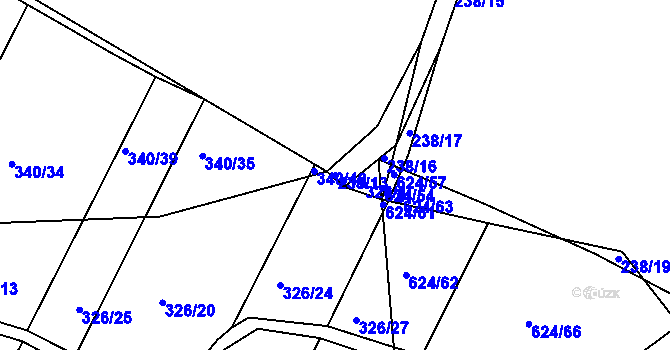 Parcela st. 238/13 v KÚ Střela, Katastrální mapa