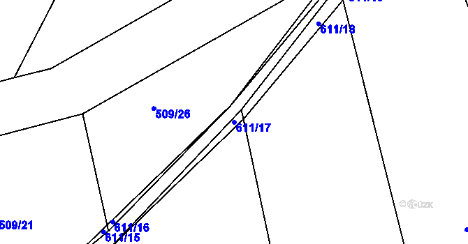 Parcela st. 611/17 v KÚ Střela, Katastrální mapa