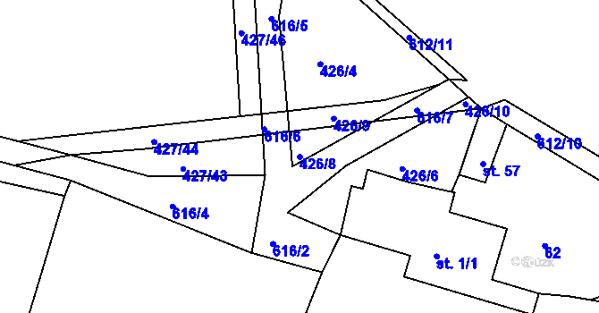 Parcela st. 426/8 v KÚ Střela, Katastrální mapa