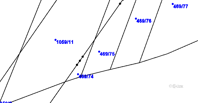 Parcela st. 469/75 v KÚ Střela, Katastrální mapa