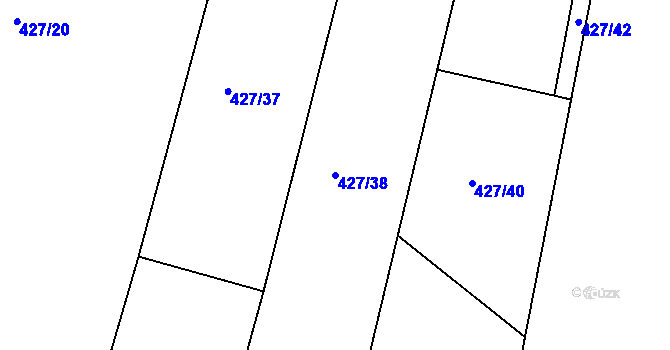 Parcela st. 427/38 v KÚ Střela, Katastrální mapa