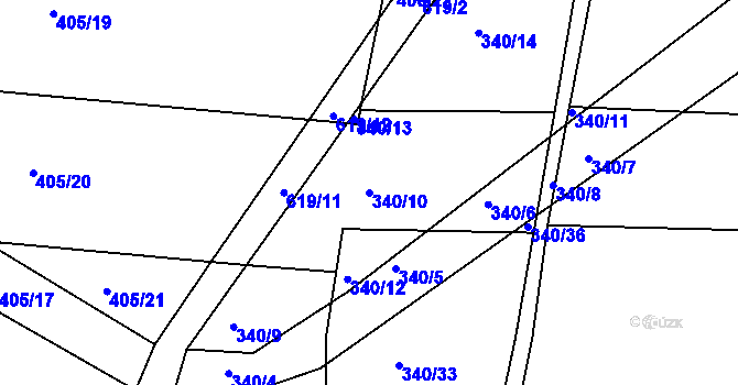 Parcela st. 340/10 v KÚ Střela, Katastrální mapa
