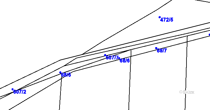 Parcela st. 607/7 v KÚ Střela, Katastrální mapa
